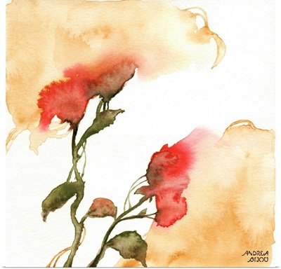 Watercolor Floral Yellow And Red II