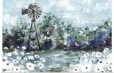 Windmill and Daisies Landscape