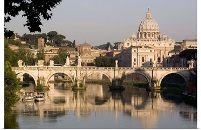 A view of the S. Angelo bridge on the Tiber River, Rome, Lazio, Italy, Europe