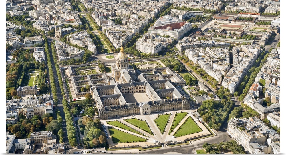 Aerial view of Hotel des Invalides, Paris, France, Europe
