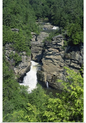 Aerial view over Linville Falls, Appalachian Mountains, North Carolina