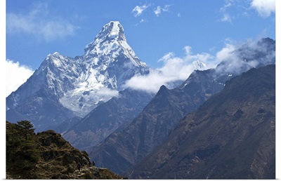 Ama Dablam from trail between Namche Bazaar and Everest View Hotel, Nepal, Himalayas