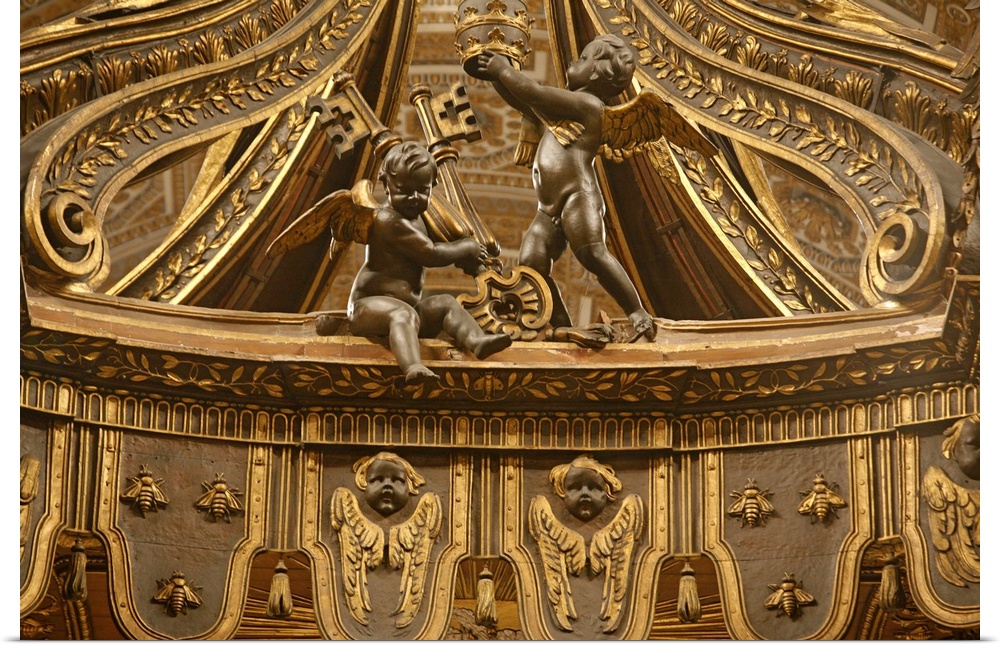 Angels holding St. Peter's keys on the main altar, Vatican, Rome, Lazio, Italy