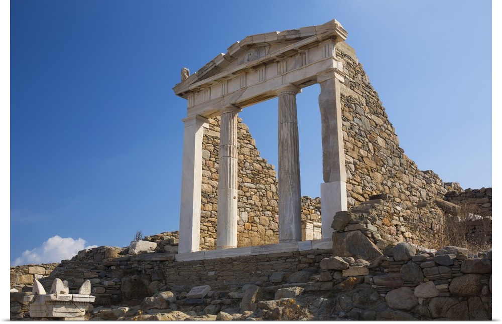 Archaeological remains of the Temple of Isis, Delos, UNESCO World Heritage Site, Cyclades Islands, South Aegean, Greek Isl...