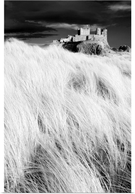 Bamburgh Castle from the dunes, Northumberland, England, UK