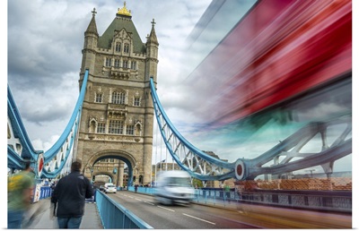 Blurred Traffic Under Tower Bridge, London