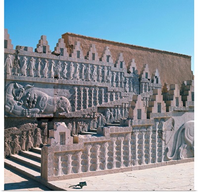 Carvings on staircase, Persepolis, Iran, Middle East