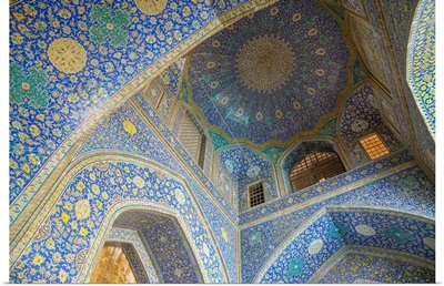 Ceiling of entrance portal in Isfahan blue, Imam Mosque, Isfahan, Iran