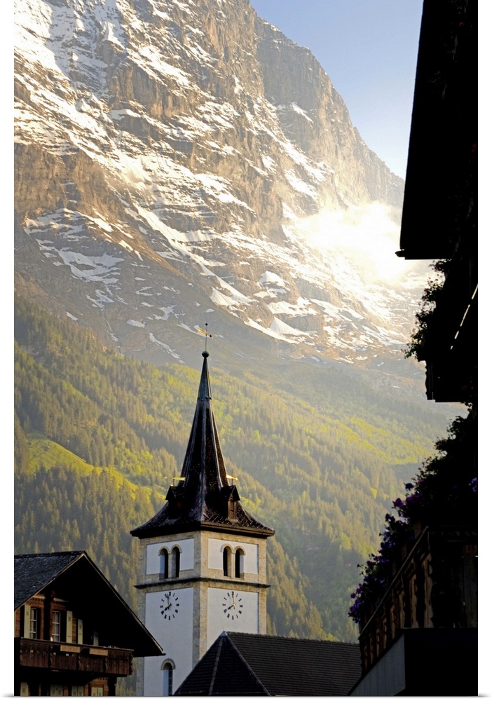 Church tower, Grindelwald, Bern, Switzerland