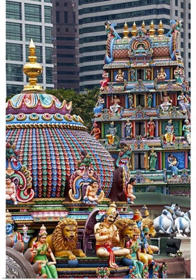 Close up of the Gopuram of the Sri Mariamman Temple, Singapore
