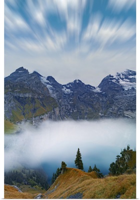 Clouds In The Sky Above Lake Oeschinensee, Bernese Oberland, Kandersteg, Switzerland