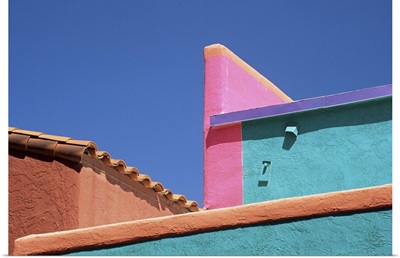 Colourful roof detail in village, La Placita, Tucson, Arizona, USA