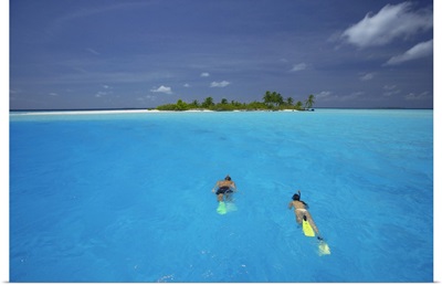 Couple Snorkelling In The Maldives, Indian Ocean