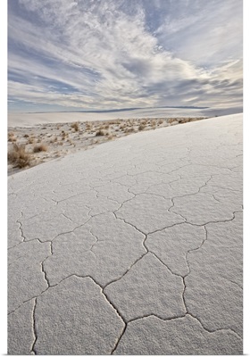 Cracked dunes with clouds, White Sands National Monument, New Mexico