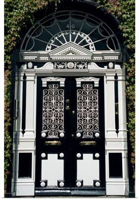 Decorative Georgian doorway in Dublin, Eire, Europe
