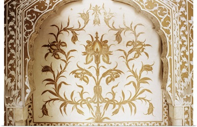 Depiction of an iris painted on wall in dining area, Samode Haveli, Jaipur, India