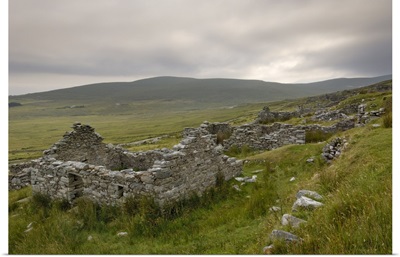Deserted village at the base of Slievemore mountain, Connacht, Republic of Ireland