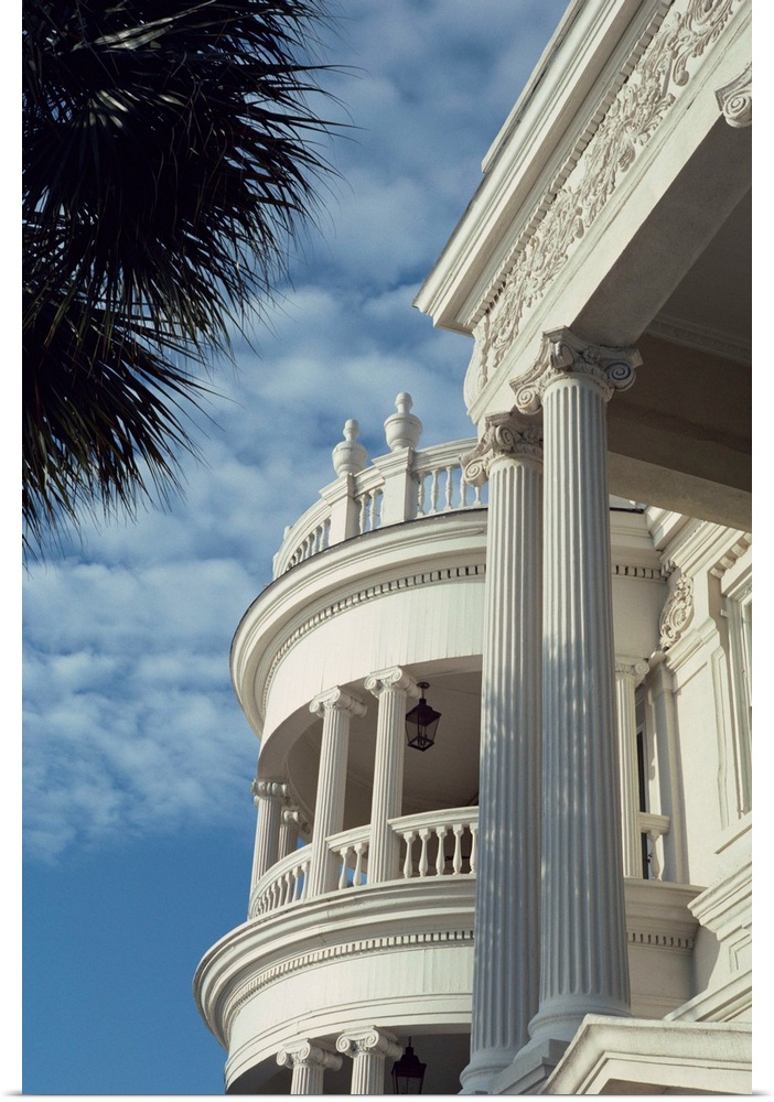 Detail of portico and Ionic columns of 25 East Battery, Charleston, South Carolina