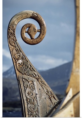 Detail of the replica of a 9th century AD Viking ship, Oseberg, Norway, Scandinavia