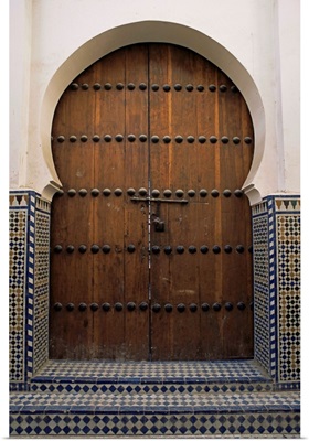 Door in the Quartier des Andalous, Medina, Fes el Bali, Fez, Morocco, Africa
