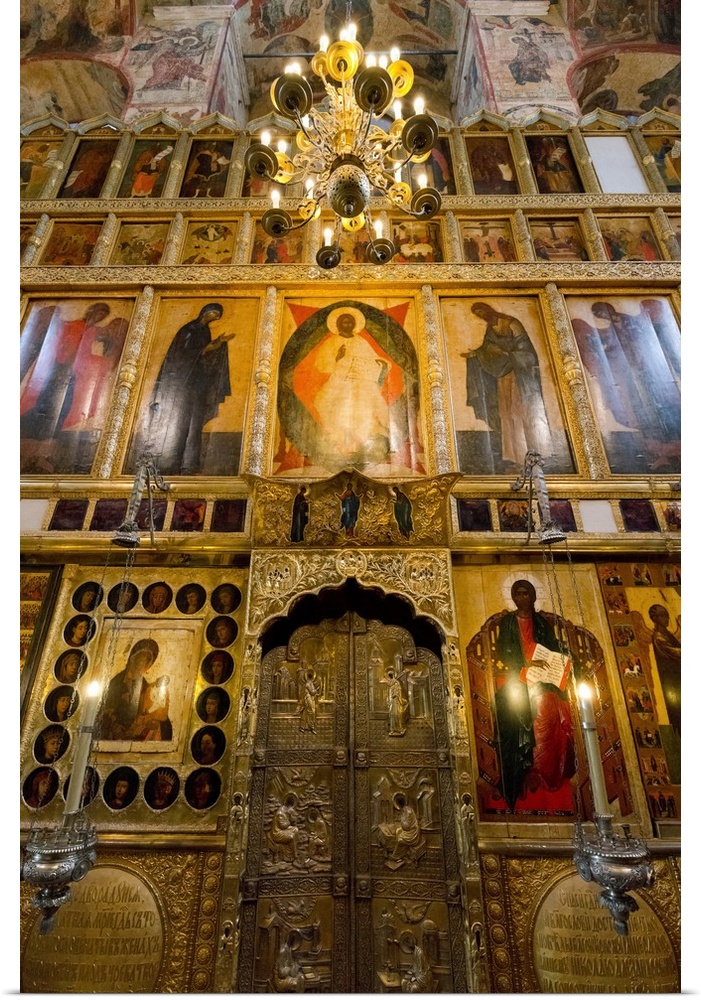 Doorway and Iconostasis inside the Assumption Cathedral, the Kremlin, Moscow, Russia