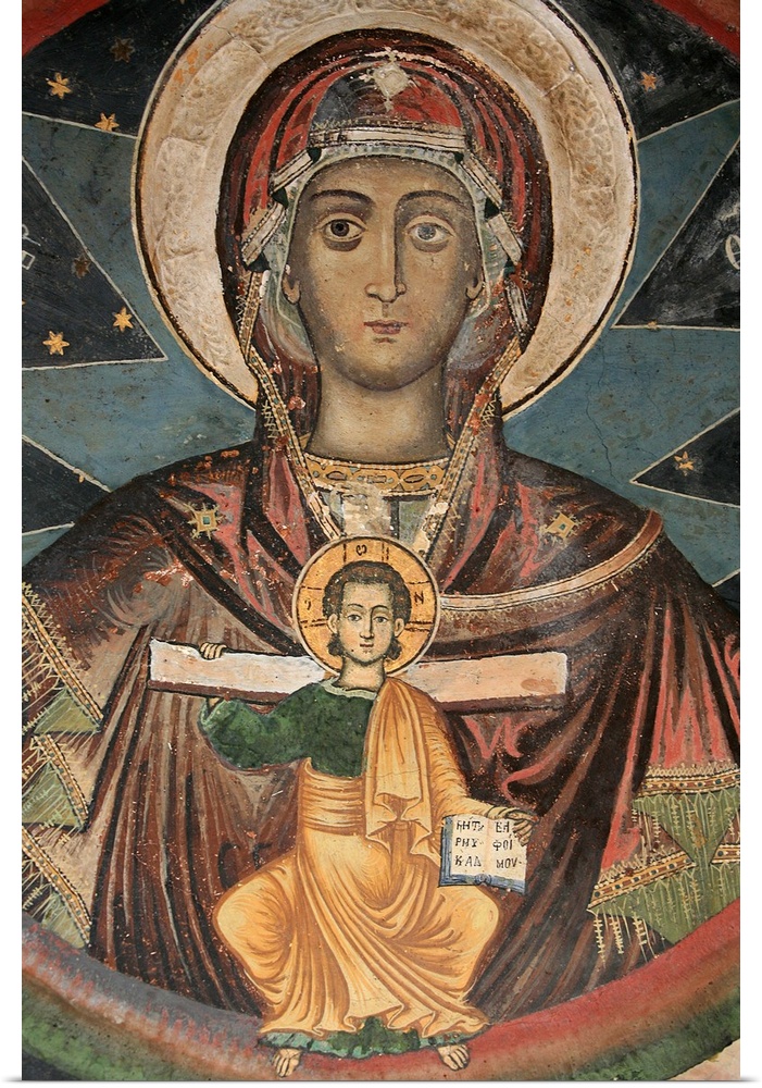 Fresco in Koutloumoussiou Monastery on Mount Athos, UNESCO World Heritage Site, Greece, Europe.