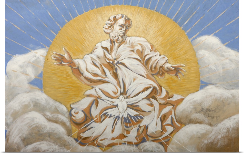 God and the Holy Ghost in Saint-Nicolas de Veroce church, Haute Savoie, France, Europe.