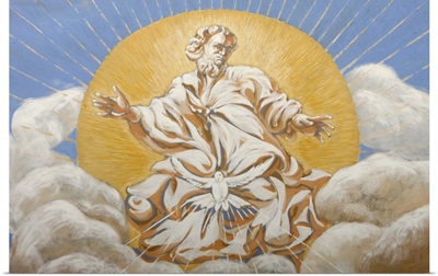 God And The Holy Ghost In Saint-Nicolas De Veroce Church, Haute Savoie, France, Europe