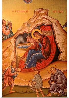 Greek Orthodox icon depicting Christ's birth, Thessaloniki, Greece