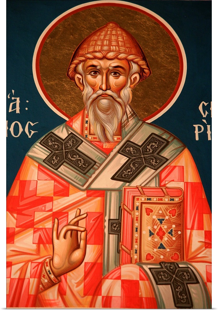 Greek Orthodox icon depicting Saint Spiridon, Thessaloniki, Macedonia, Greece