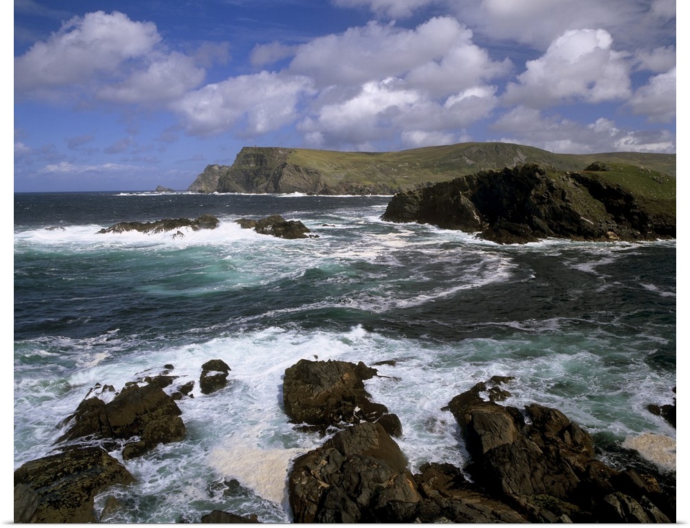 Headland and rough sea, County Kerry, Munster, Republic of Ireland