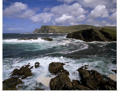 Headland and rough sea, County Kerry, Munster, Republic of Ireland