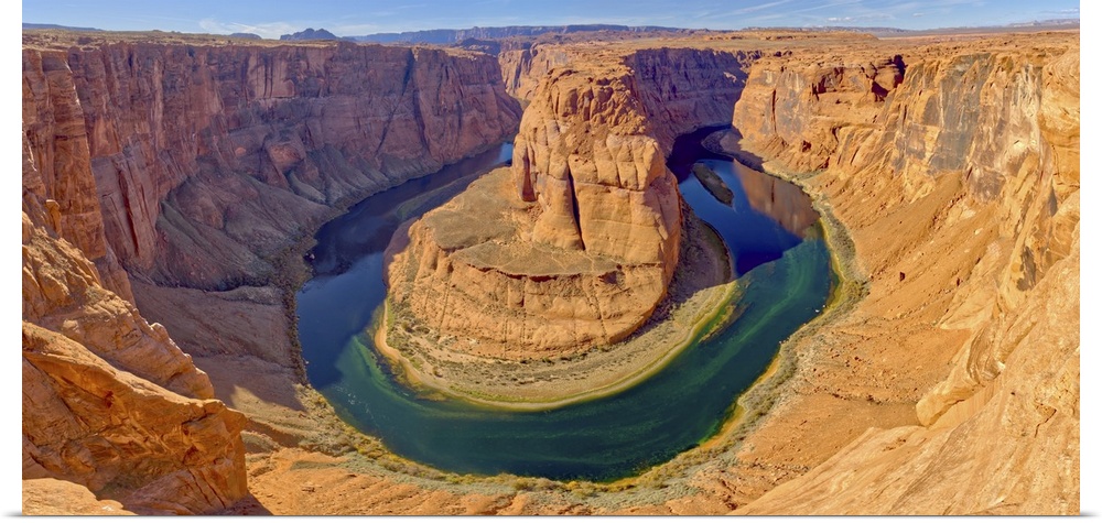 Classic panorama view of Horseshoe Bend just north of the main tourist overlook near Page, Arizona, United States of Ameri...