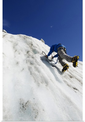Ice Climber At Mer De Glace Glacier, Chamonix, Haute-Savoie, French Alps, France