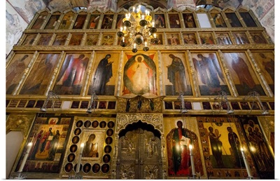 Iconostasis inside the Assumption Cathedral, the Kremlin, Moscow, Russia