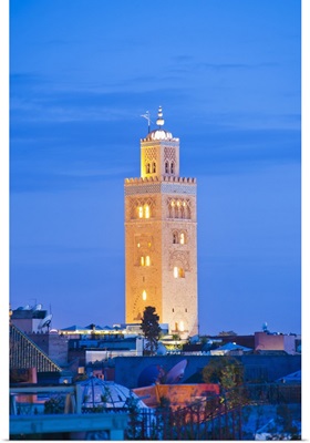 Koutoubia Mosque minaret at night, Marrakech, Morocco, North Africa, Africa