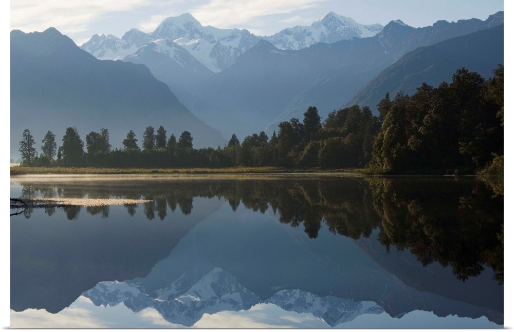 Lake Matheson reflecting Mount Tasman and Aoraki, South Island New Zealand