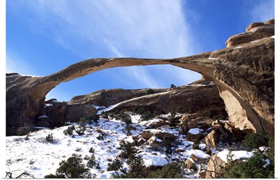 Landscape Arch with snow, Arches National Park, Utah