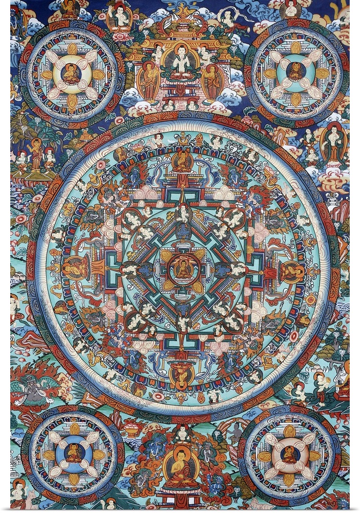 Mandala on a Tibetan thangka, Bhaktapur, Nepal