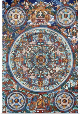 Mandala on a Tibetan thangka, Bhaktapur, Nepal