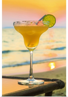Margharita Cocktail At Sunset, Otres Beach, Sihanoukville, Cambodia, Indochina, Asia