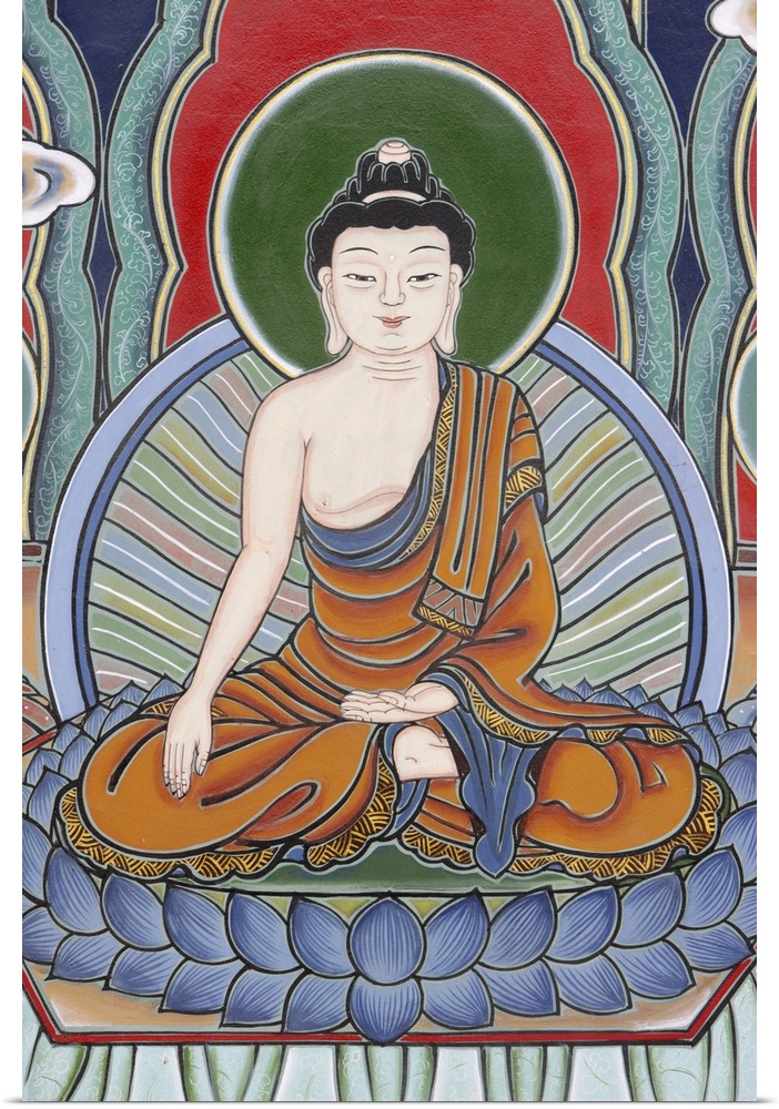 Meditation posture depicted in Life of Buddha, Seoul, South Korea, Asia.