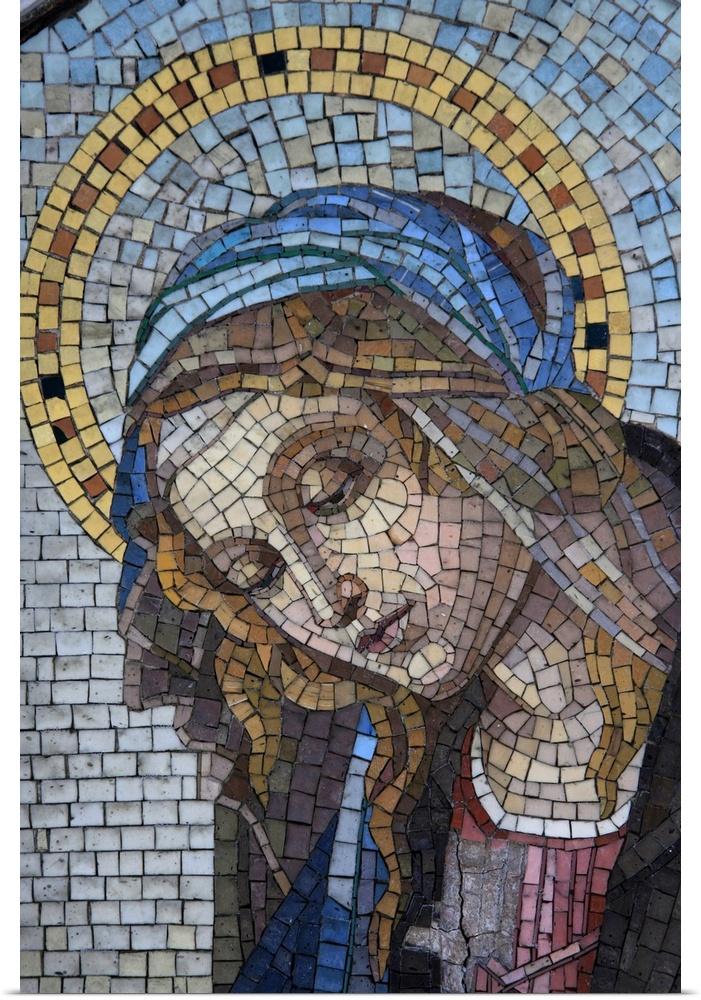 Mosaic of the Virgin Mary, Milano Monumental Cemetery, Milan, Lombardy, Italy, Europe.