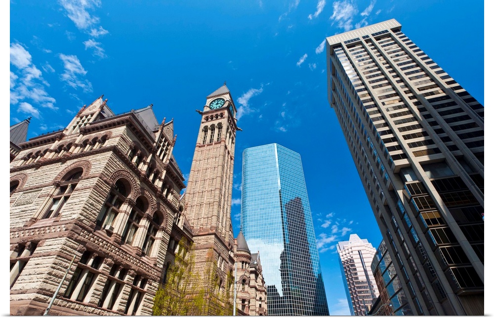 Old City Hall contrasting with modern skyscrapers, Toronto, Ontario, Canada