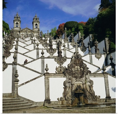 Ornamental stairway, Bom Jesus Church, near Braga, Minho, Portugal
