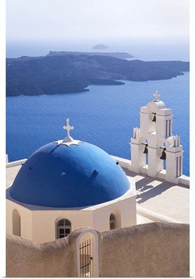 Orthodox Church Overlooking The Caldera, Santorini, Cyclades Islands, Greece