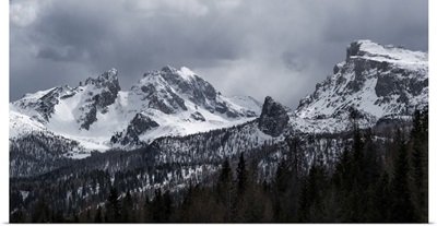 Panorama Of Monte Cernera And Ra Gusela Mountains At Passo Giau, Italy