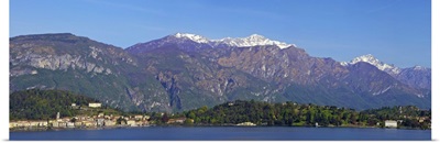 Panoramic view of Bellagio, Lake Como in spring sunshine, Lombardy, Italian Lakes, Italy