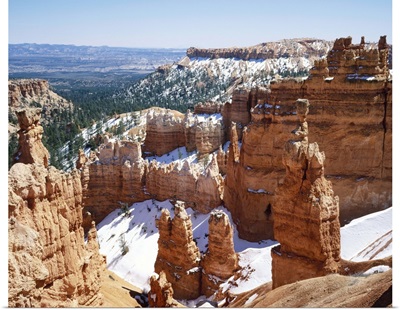 Pinnacles and rock formations caused by erosion, Bryce Canyon National Park, in Utah