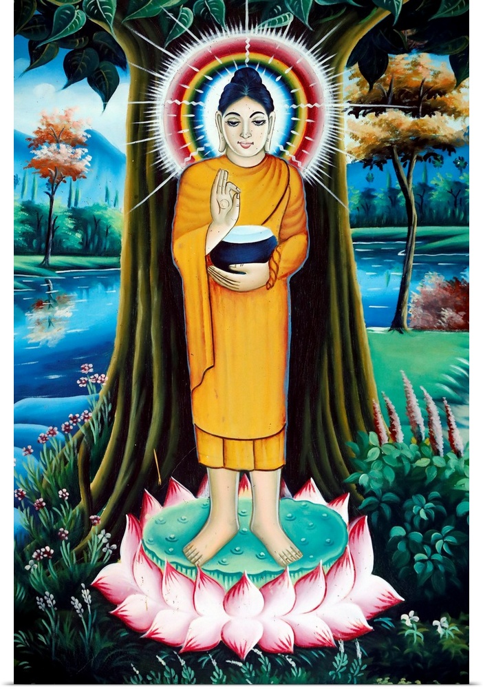 Pitu Khosa Rangsay Buddhist pagoda, painting of the Life of the Buddha, Siddhartha Gautama, Can Tho, Vietnam, Indochina, S...